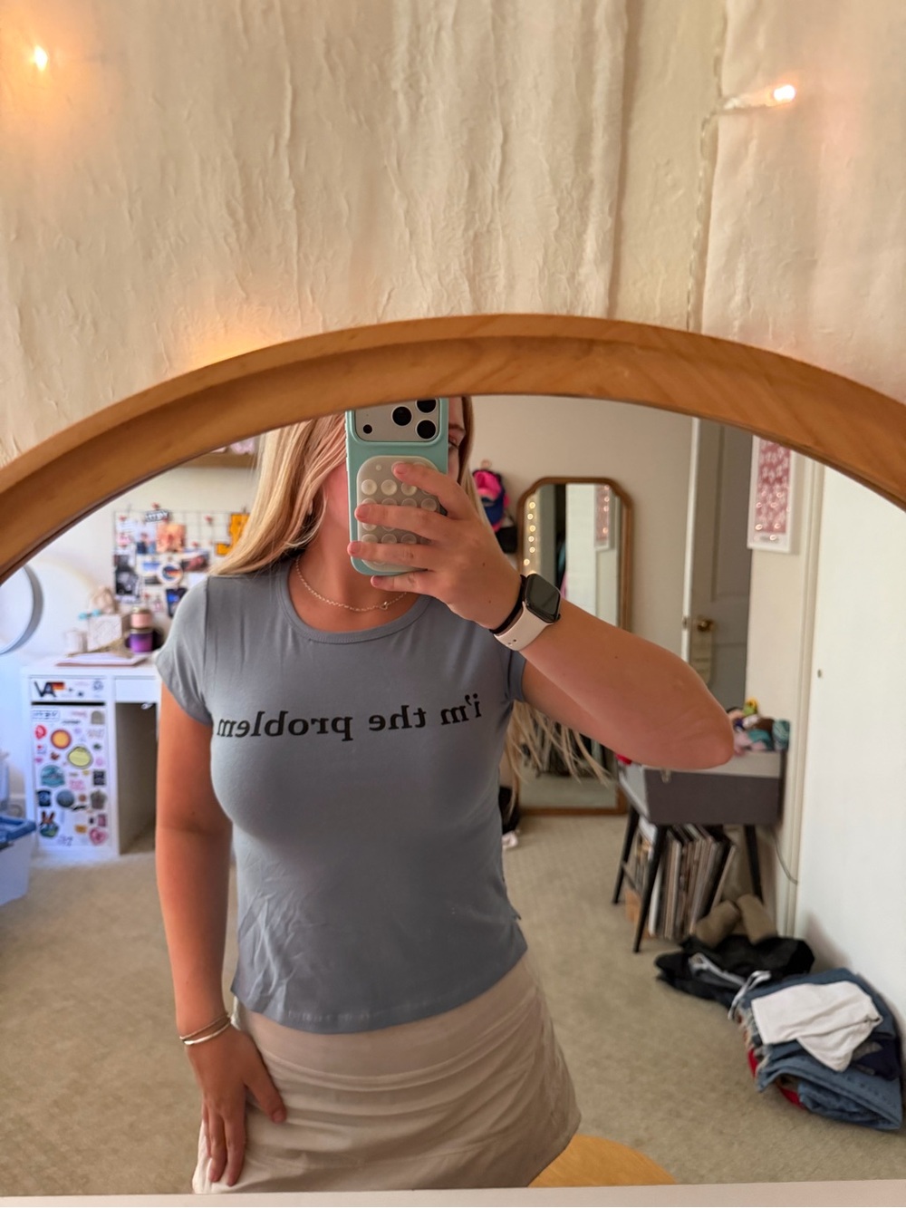 Light Blue 'I'm the Problem' Short Sleeve Graphic Tee